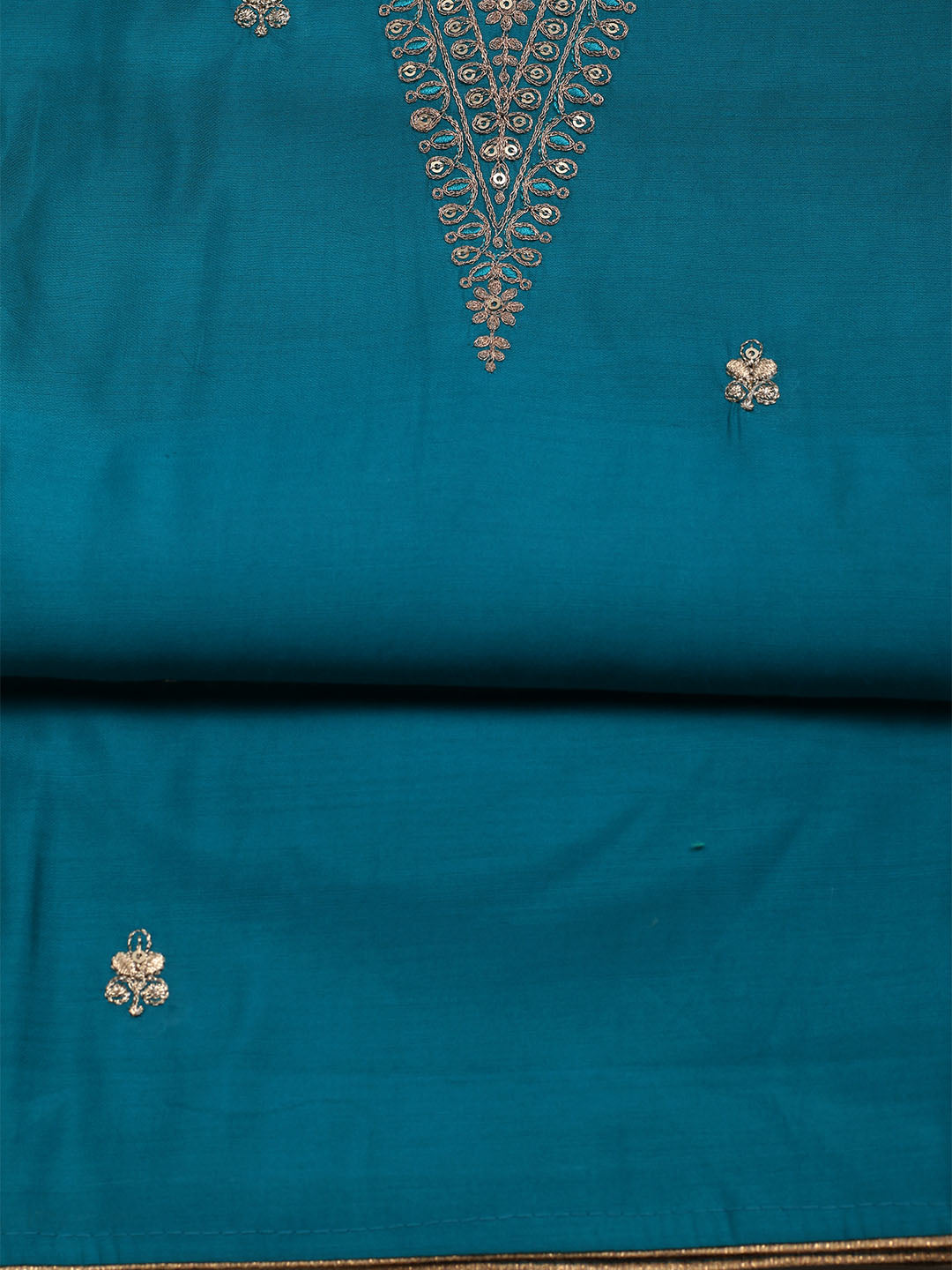 Embroidered Chanderi Unstitched Suit With Dupatta