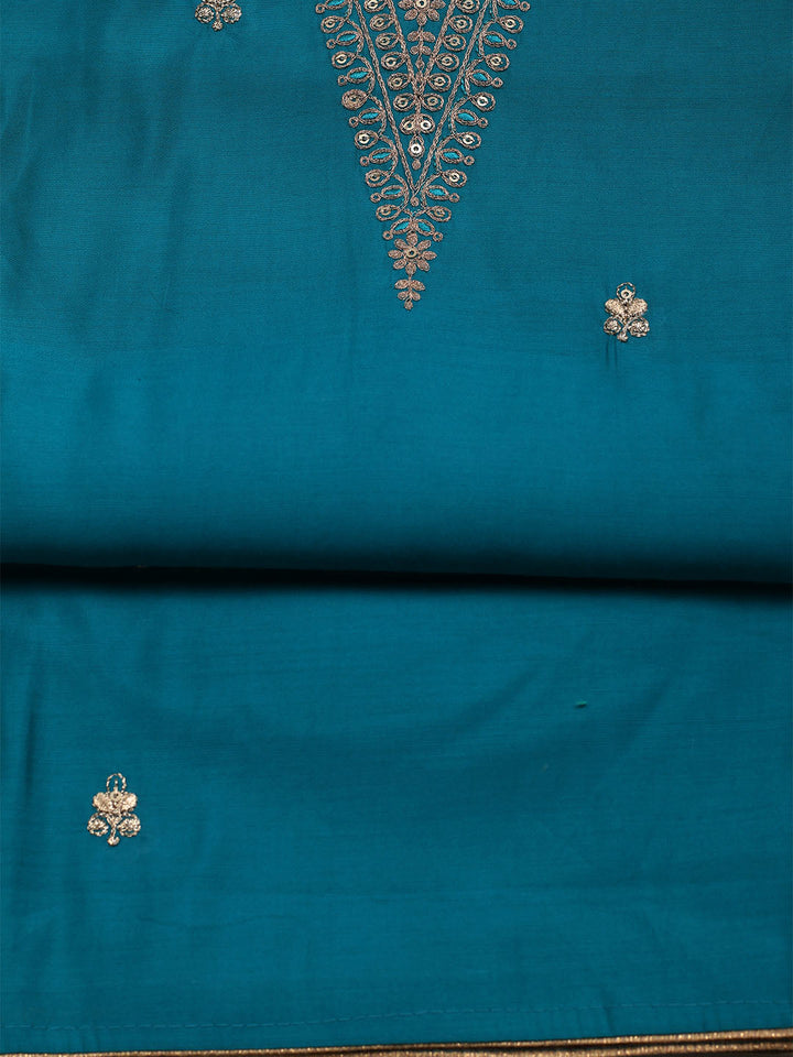 Embroidered Chanderi Unstitched Suit With Dupatta