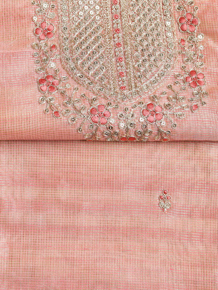 Embroidered Tissue Unstitched Suit With Dupatta