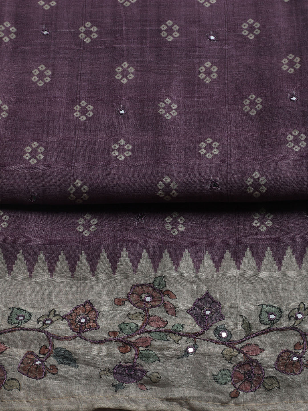 Embroidered Tussar Unstitched Suit With Dupatta