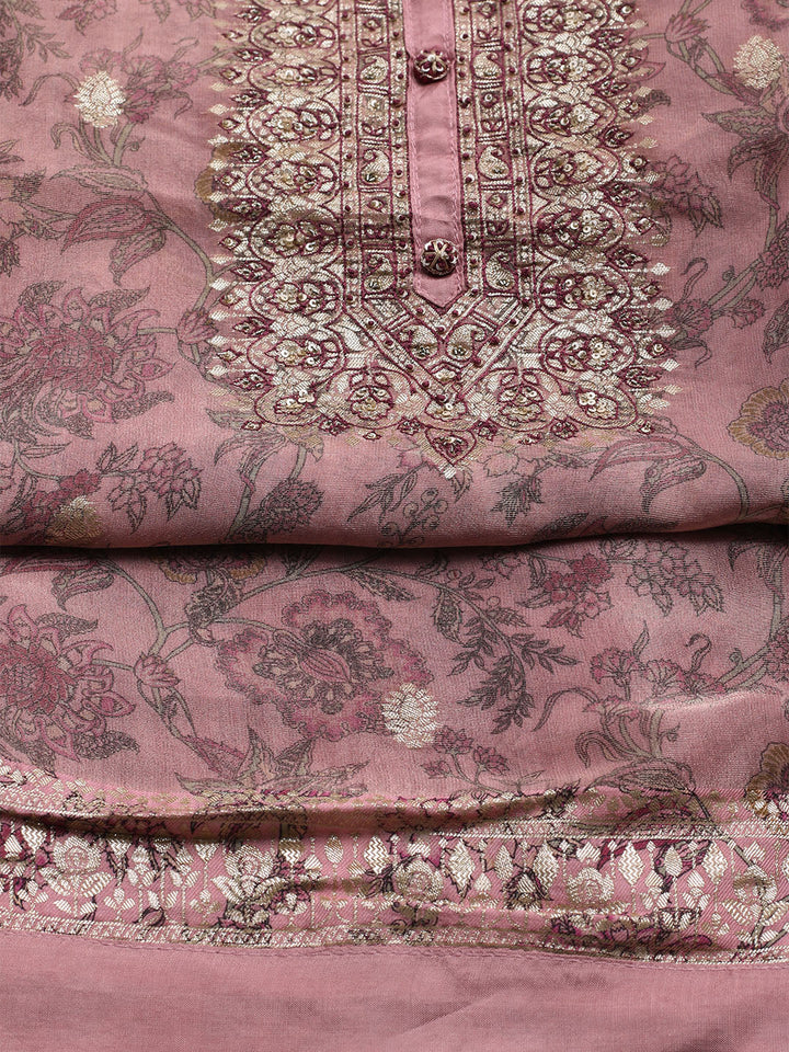 Embroidered Tissue Unstitched Suit With Dupatta