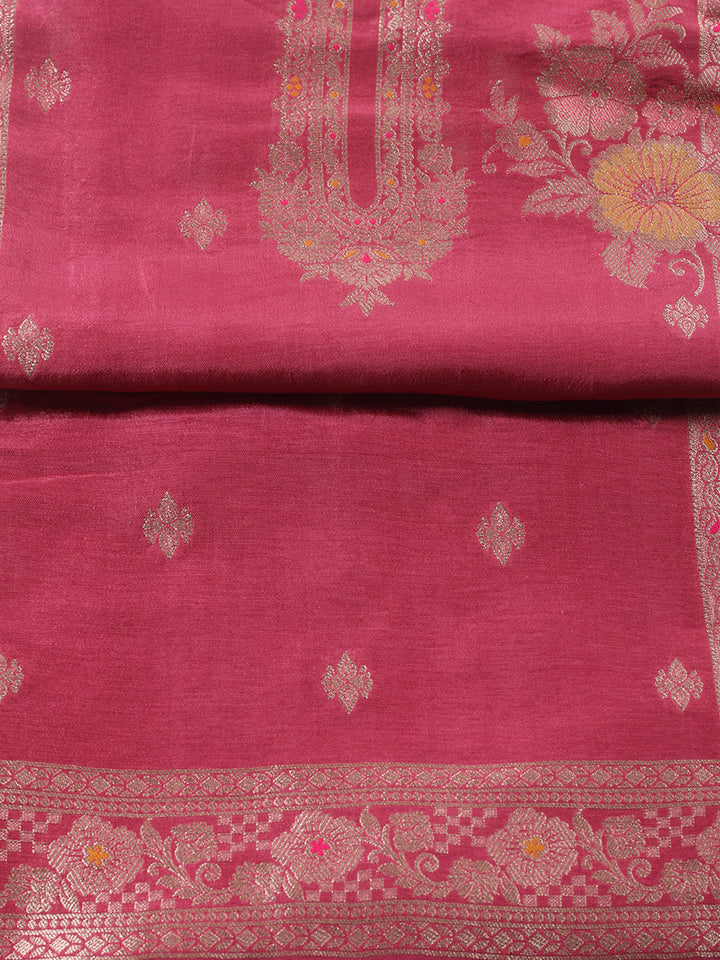 Woven Design Chanderi Unstitched Suit With Pant &amp; Dupatta