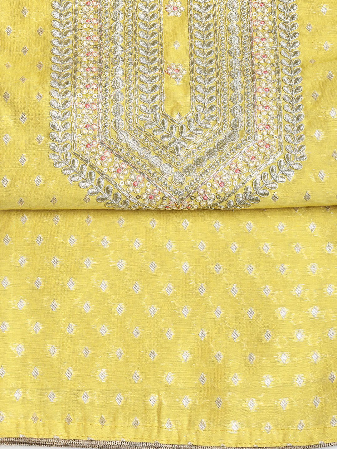 Embroidered Chanderi Unstitched Suit With Dupatta