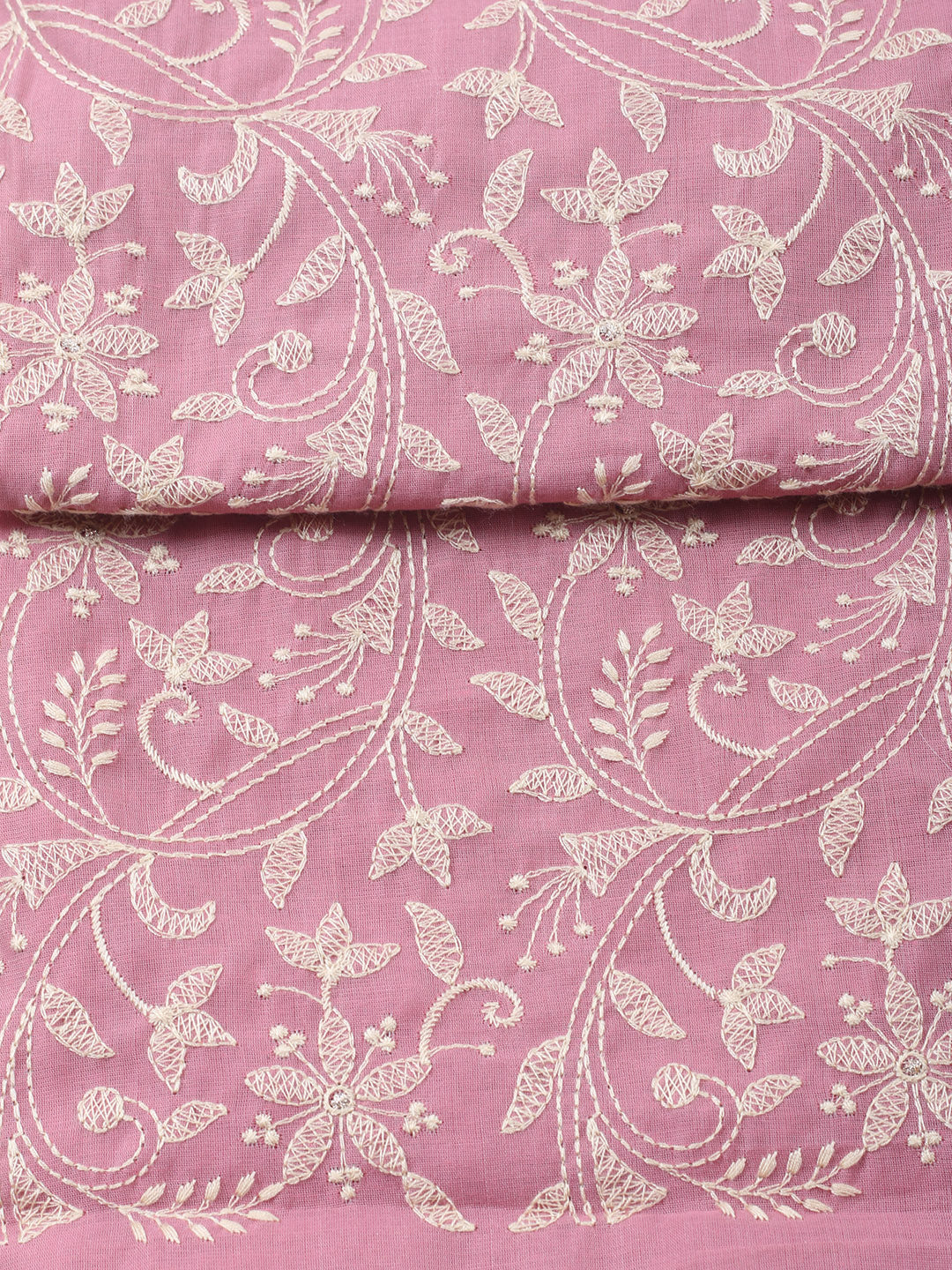 Embroidered, Cotton Blend Unstitched Suit With Pant &amp; Dupatta