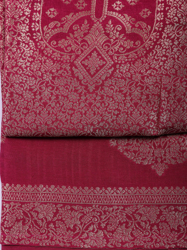 Woven Design Chanderi Unstitched Suit With Pant &amp; Dupatta