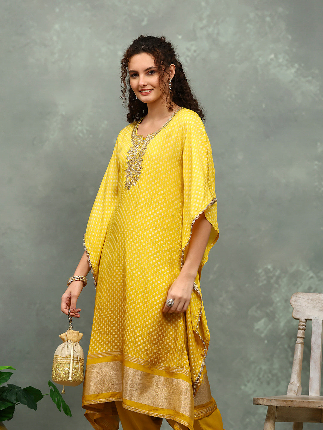 Neck Embroidered Art Silk Kurta With pants