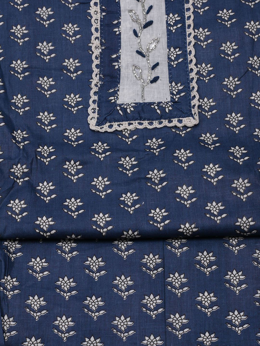 Printed Cotton Blend Unstitched Suit With Dupatta