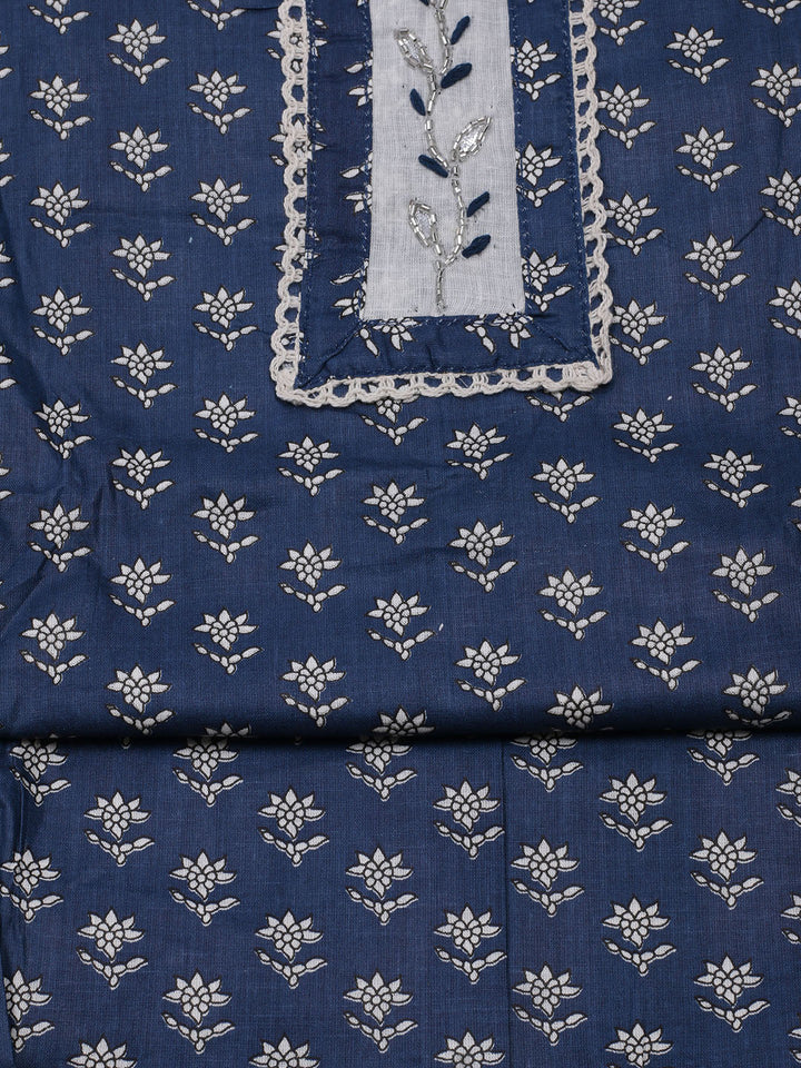 Printed Cotton Blend Unstitched Suit With Dupatta