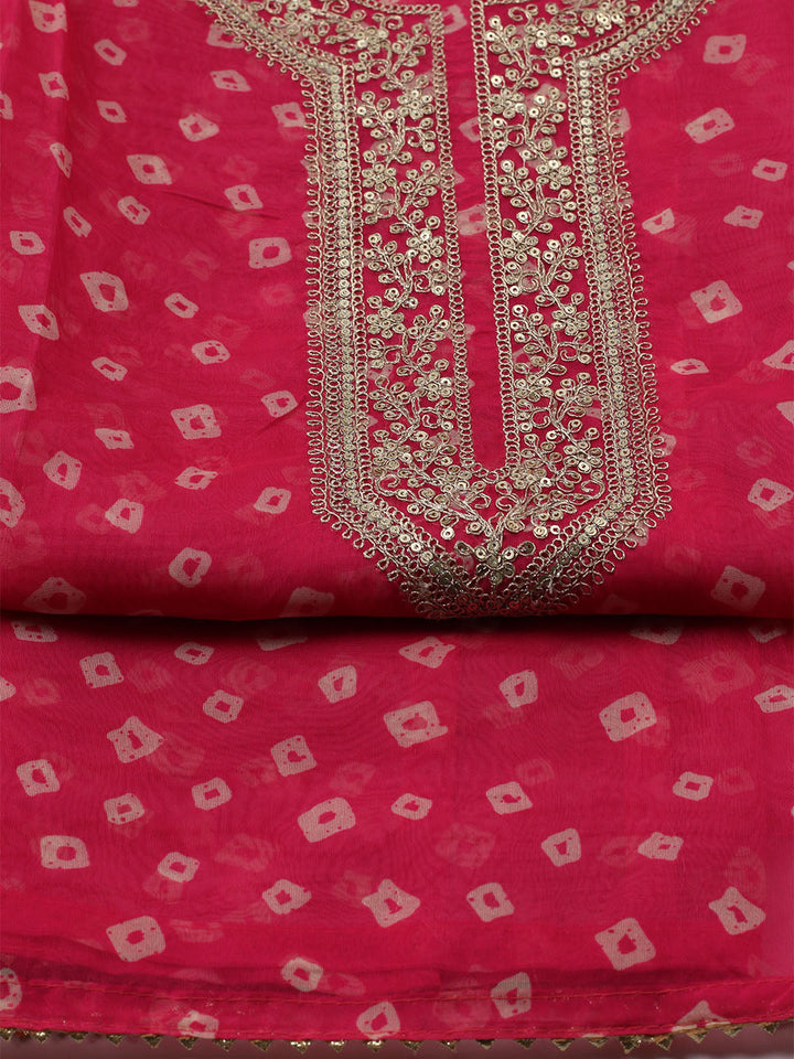 Embroidered Organza Unstitched Suit With Dupatta