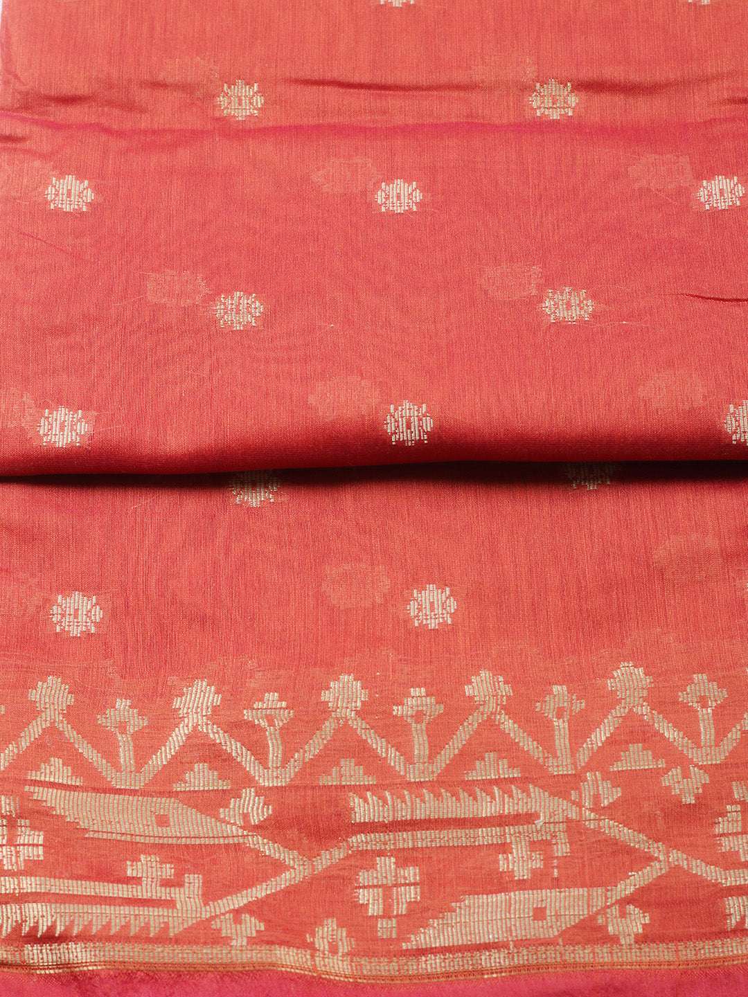 Printed Chanderi Unstitched Suit With Pant &amp; Dupatta