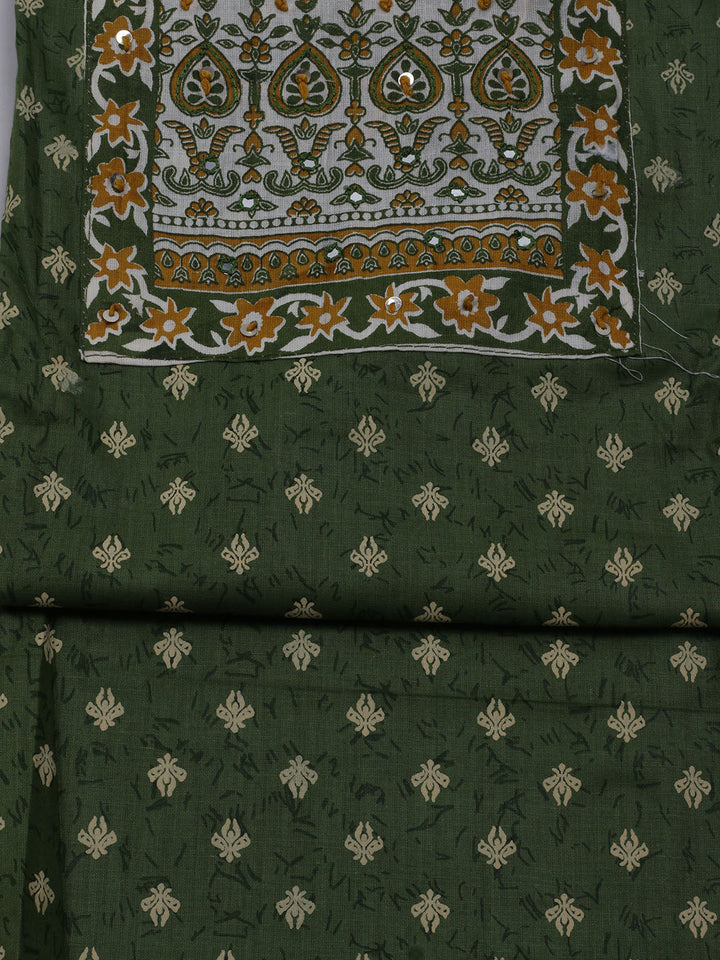 Printed Cotton Blend Unstitched Suit With Dupatta