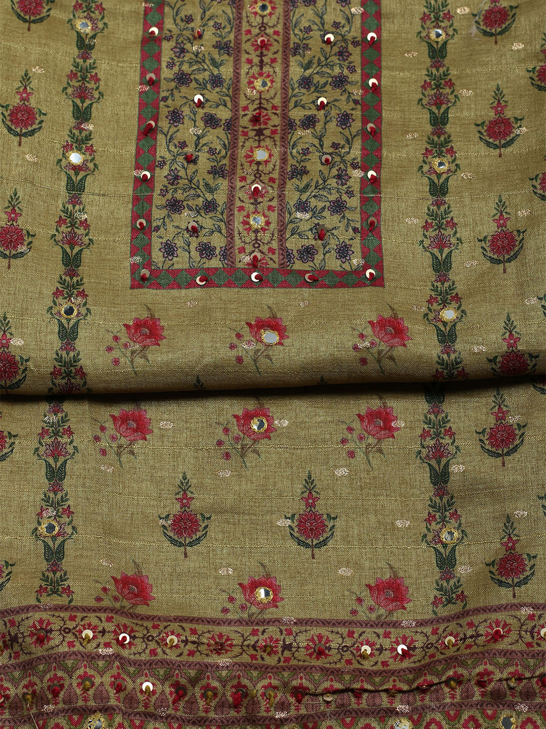 Embroidered Tussar Unstitched Suit With Dupatta