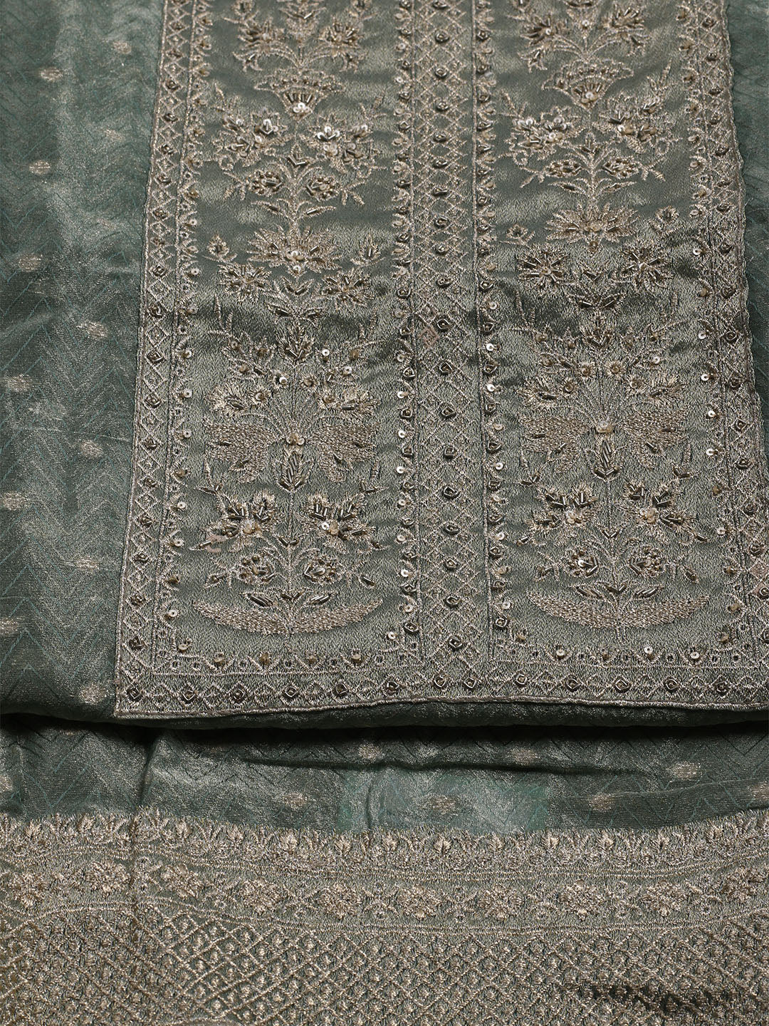 Banarasi Tissue Unstitched Suit With Dupatta