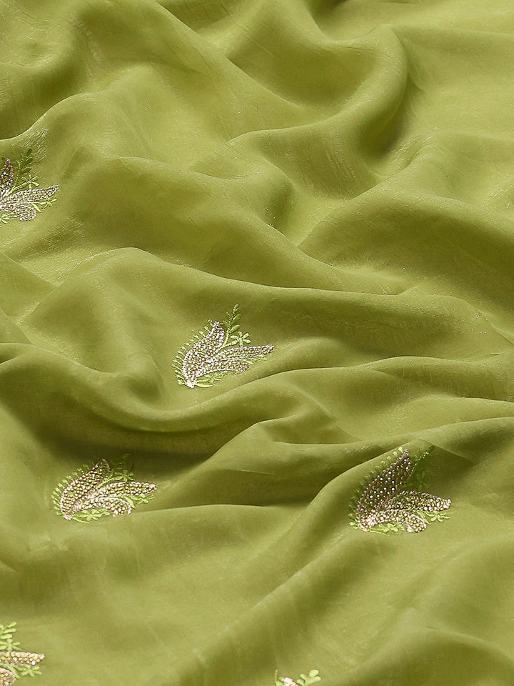 Thread Embroidered Chiffon Saree