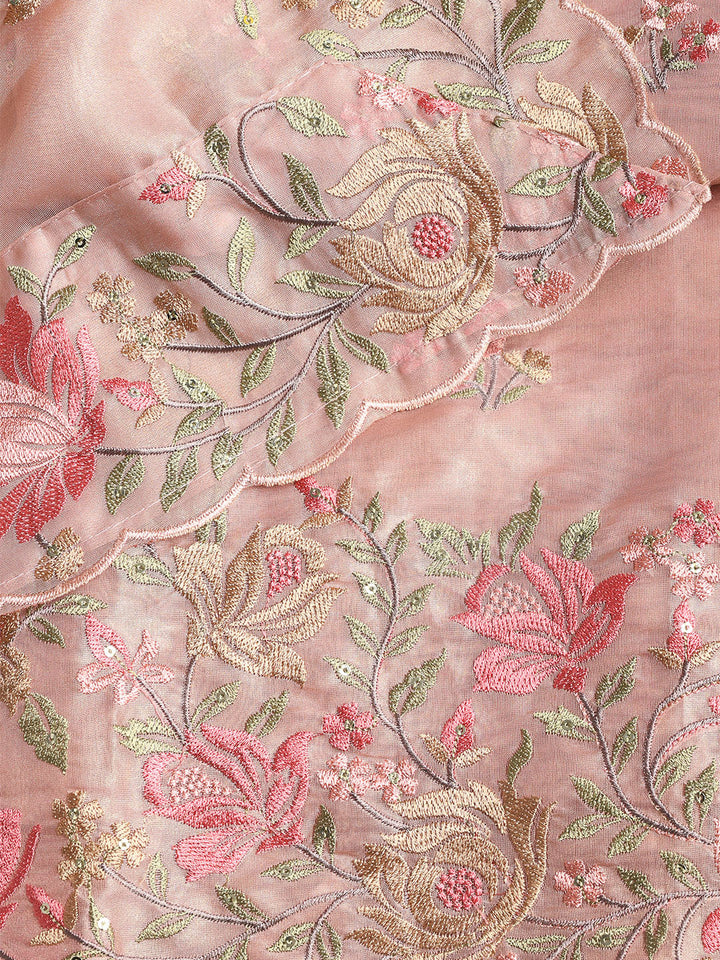 Embroidered Organza Unstitched Suit With Dupatta