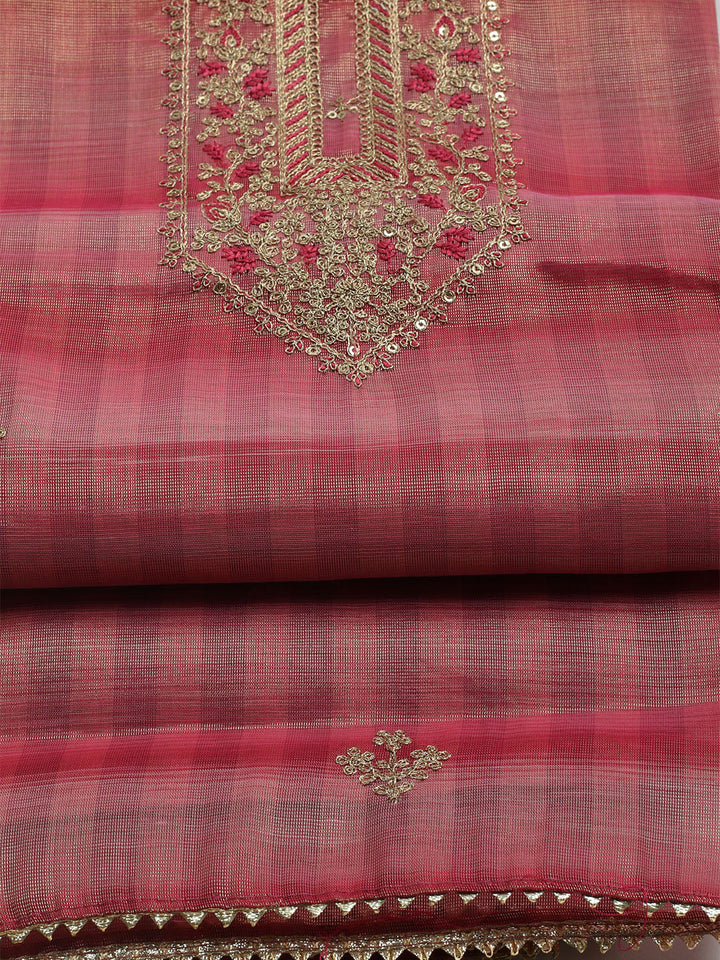 Embroidered Tissue Unstitched Kurta With Pant &amp; Dupatta