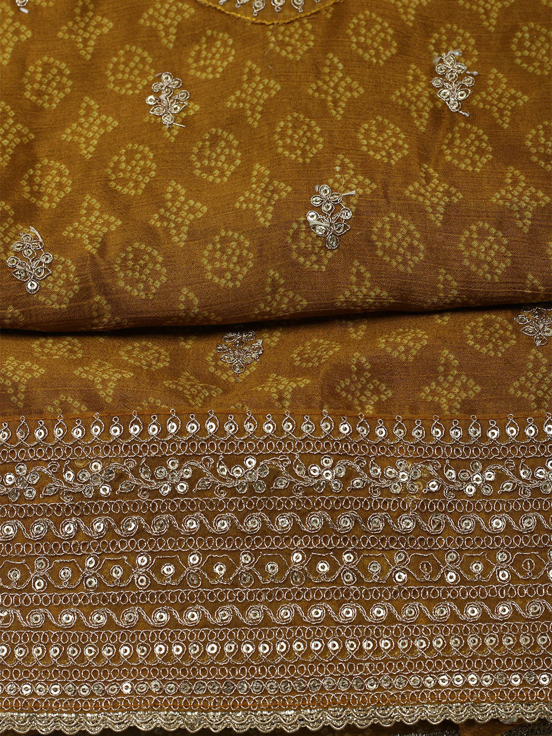 Embroidered Art Silk Unstitched Suit With Dupatta