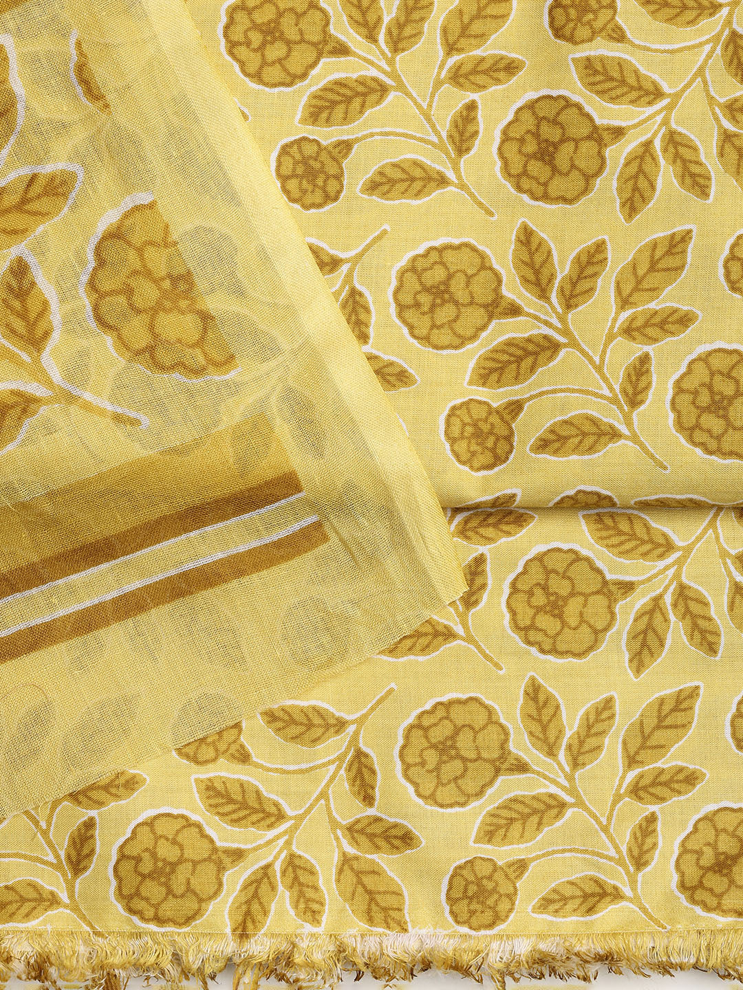 Printed Cotton Blend Unstitched Suit With Dupatta