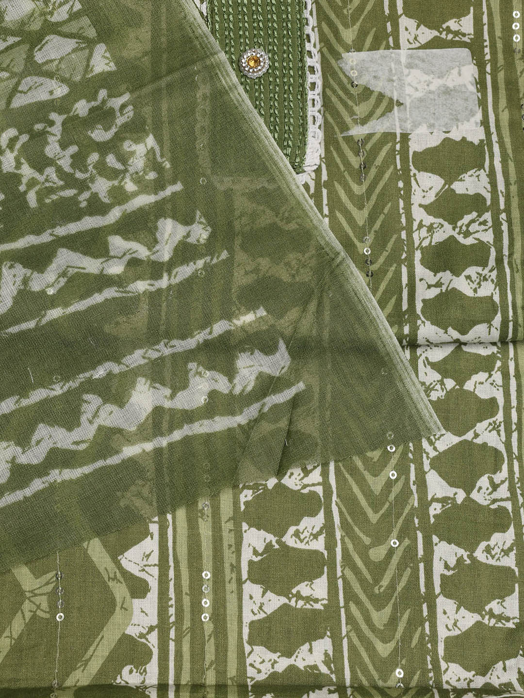 Printed Cotton Blend Unstitched Suit With Dupatta