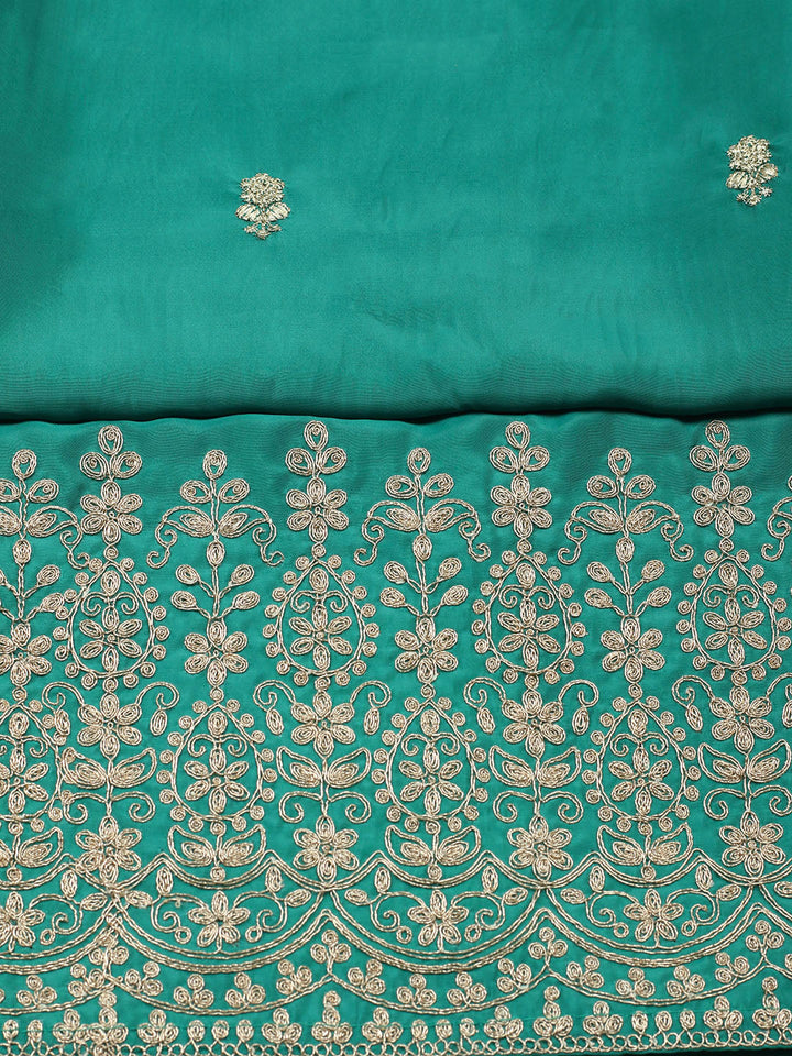 Woven Design Chanderi Unstitched Suit With Pant &amp; Dupatta