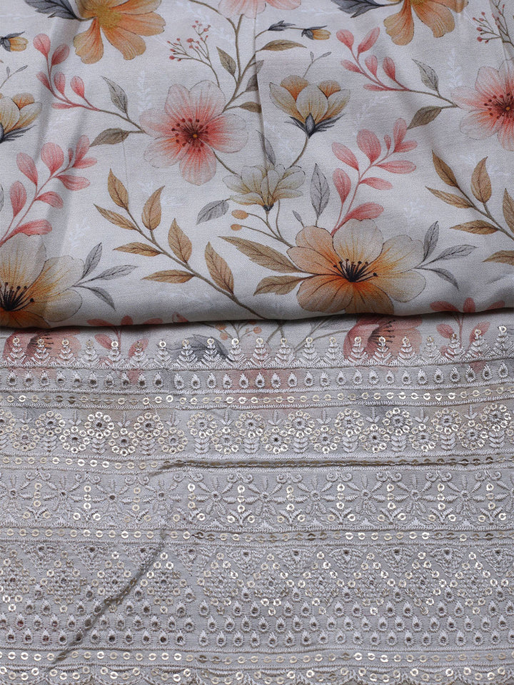 Printed Muslin Unstitched Suit With Dupatta
