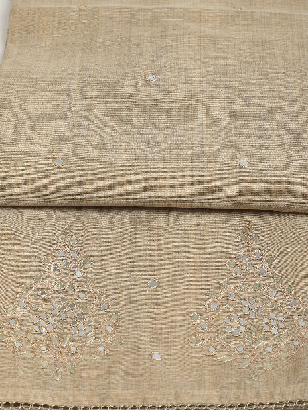 Embroidered Tussar Unstitched Suit With Dupatta