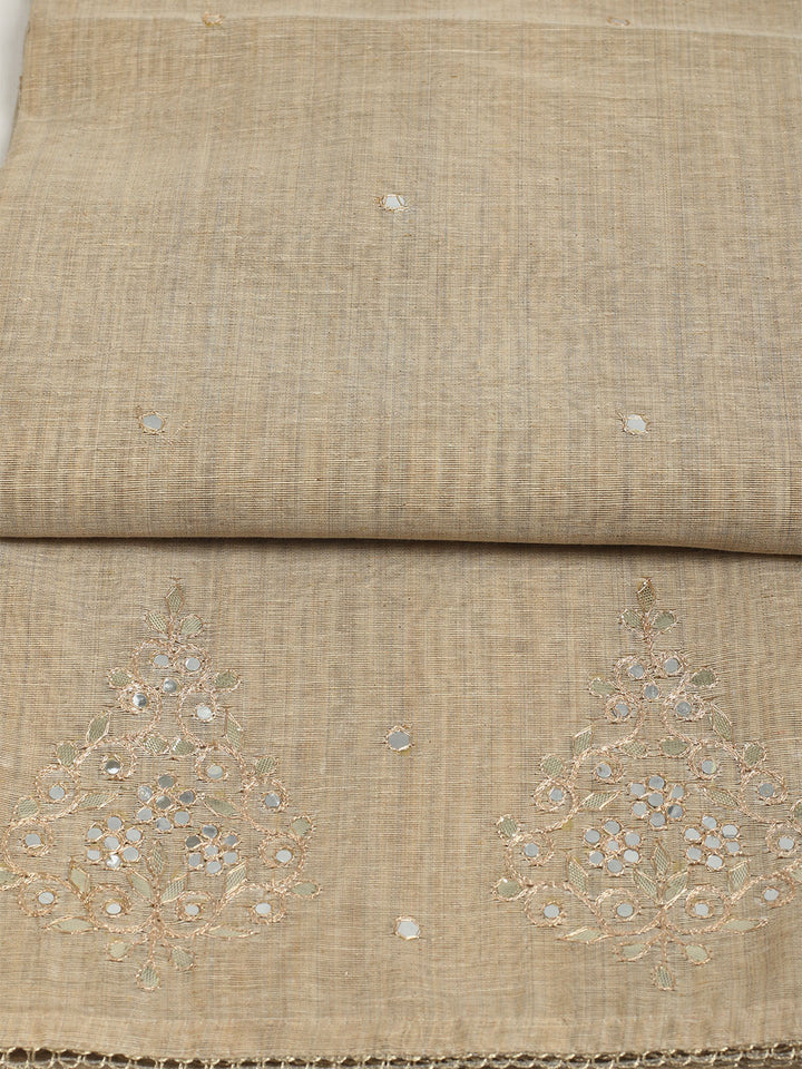 Embroidered Tussar Unstitched Suit With Dupatta