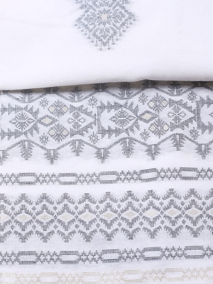 Woven Design Cotton Blend Unstitched Suit With Pant &amp; Dupatta