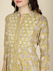 Block Printed Cotton Kurta With Pants