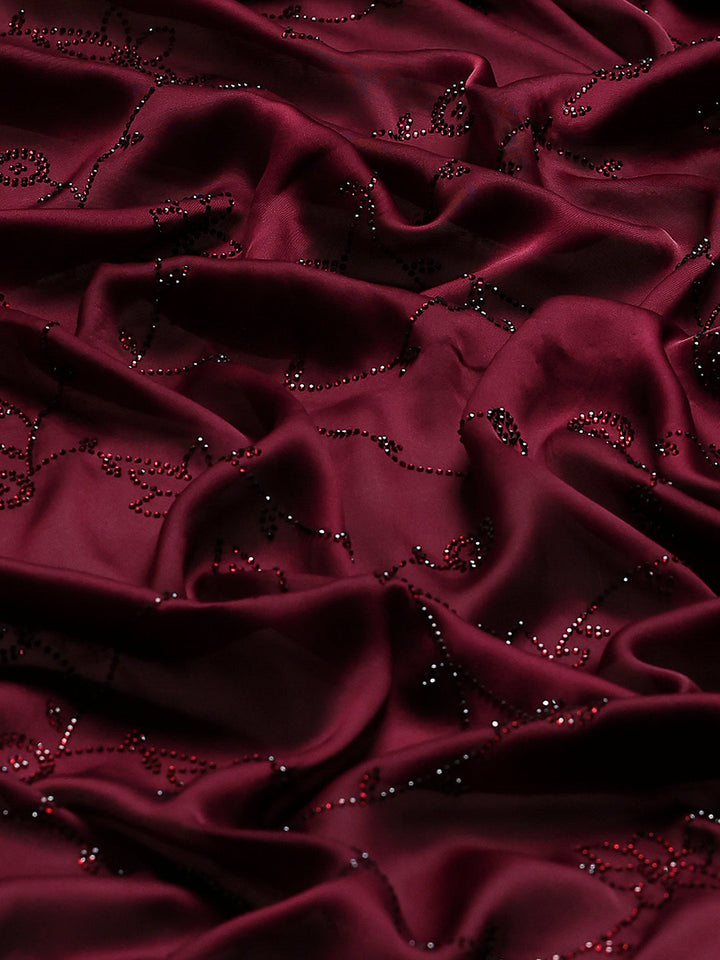 Stone Embroidered Satin Saree