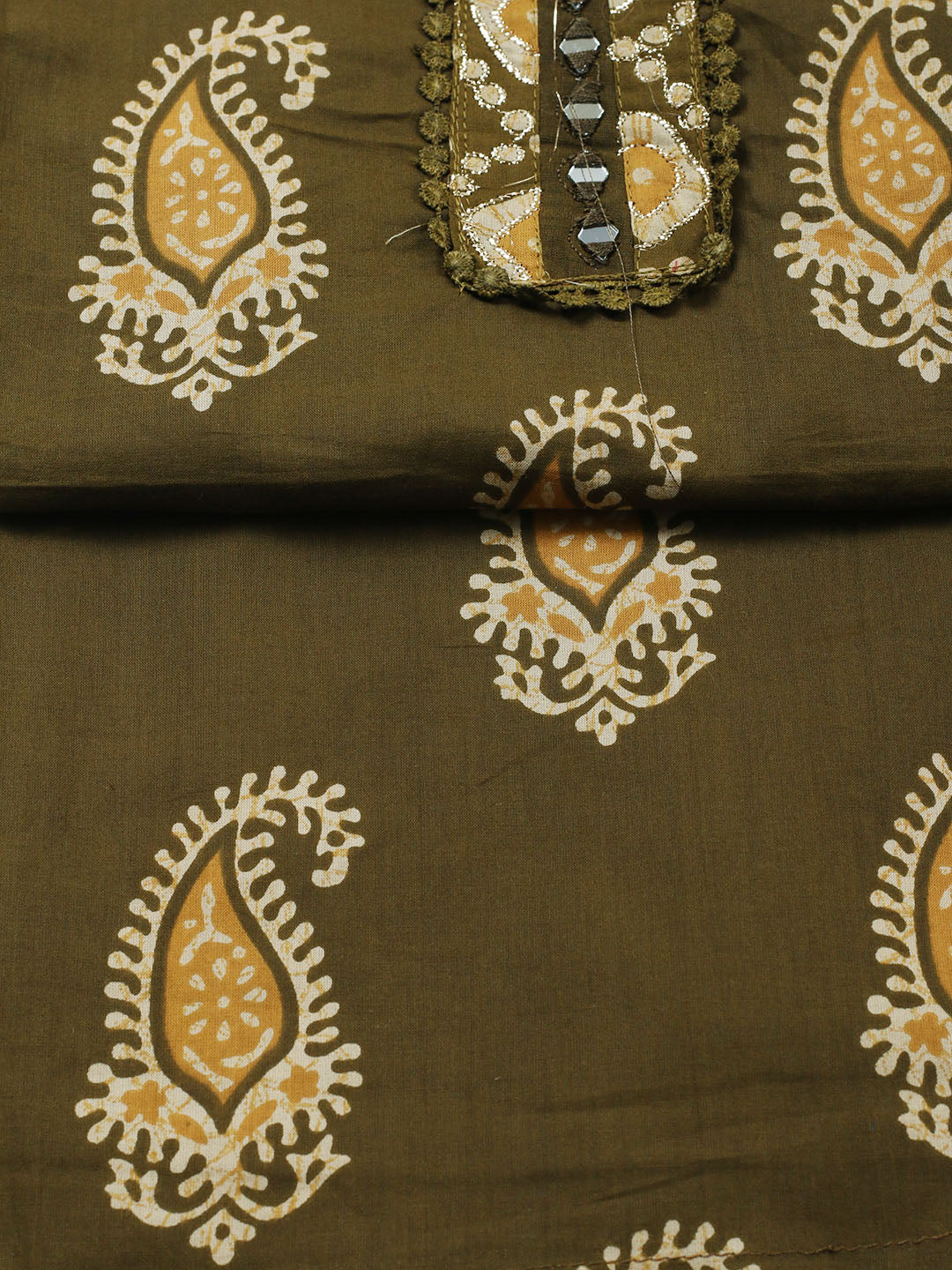 Embroidered Cotton Blend Unstitched Suit With Pant Dupatta