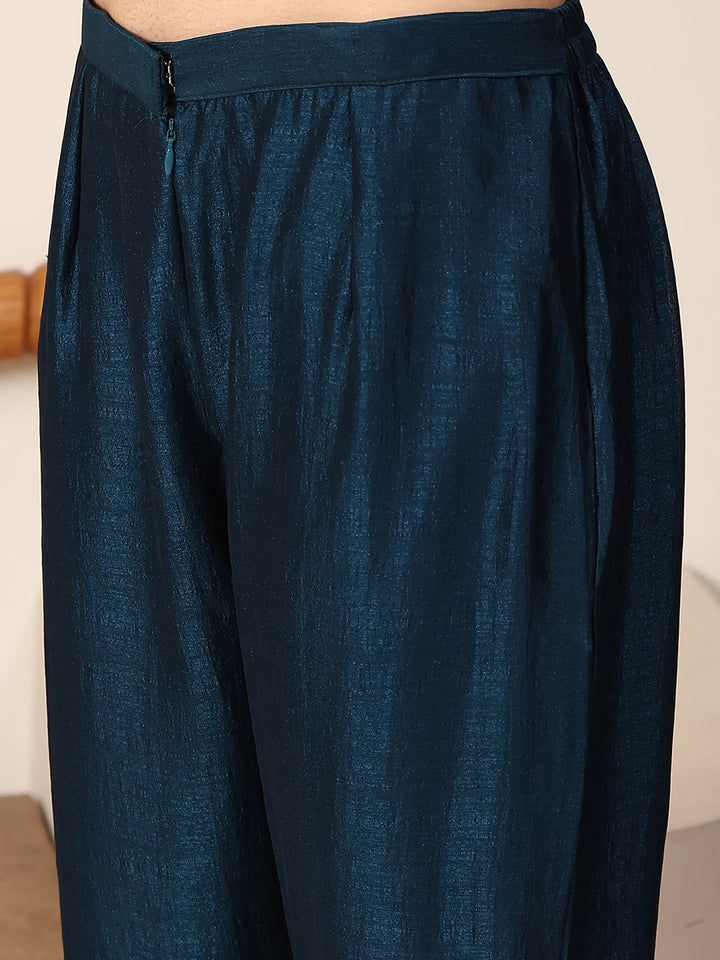 Zari Embroidery Handloom Kurta With Pants &amp; Dupatta