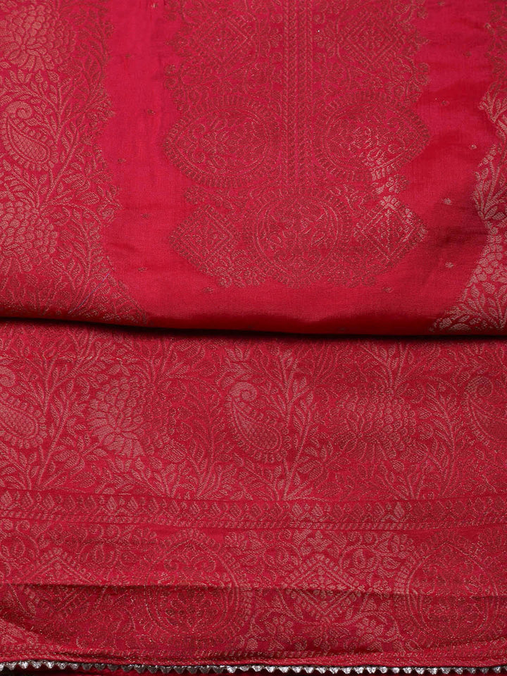 Woven Design Chanderi Unstitched Suit With Pant &amp; Dupatta
