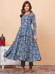 Printed Cotton Blend Kurta With Pants & Dupatta