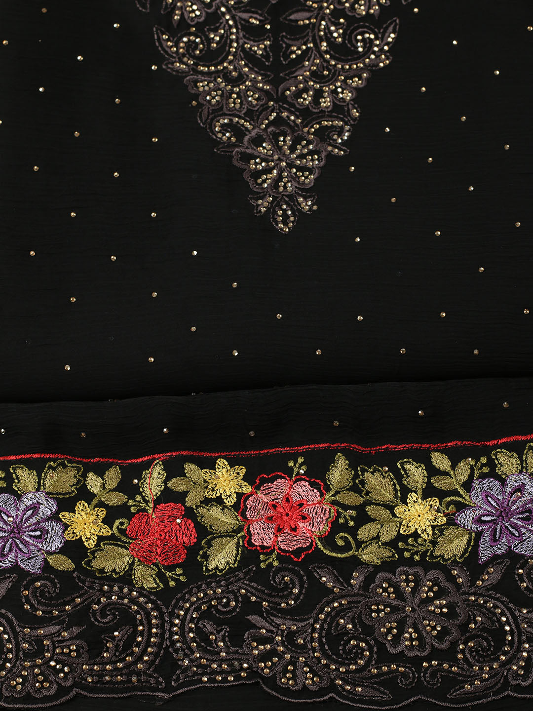 Embellished Organza Unstitched Suit With Pant &amp; Dupatta