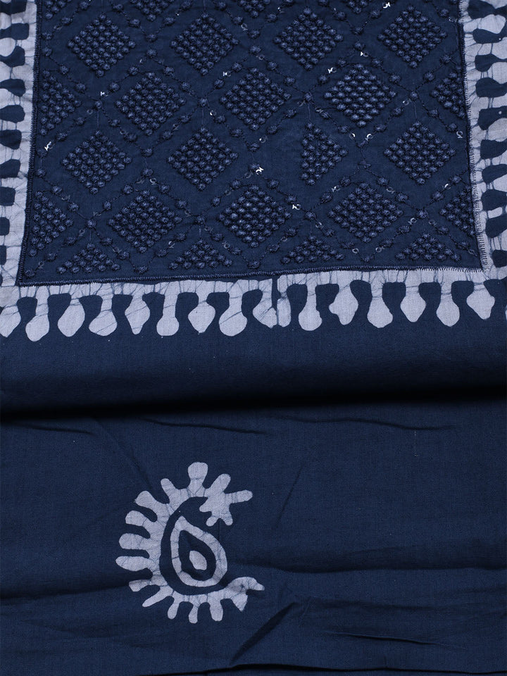 Printed Cotton Blend Unstitched Kurta With Pant &amp; Dupatta