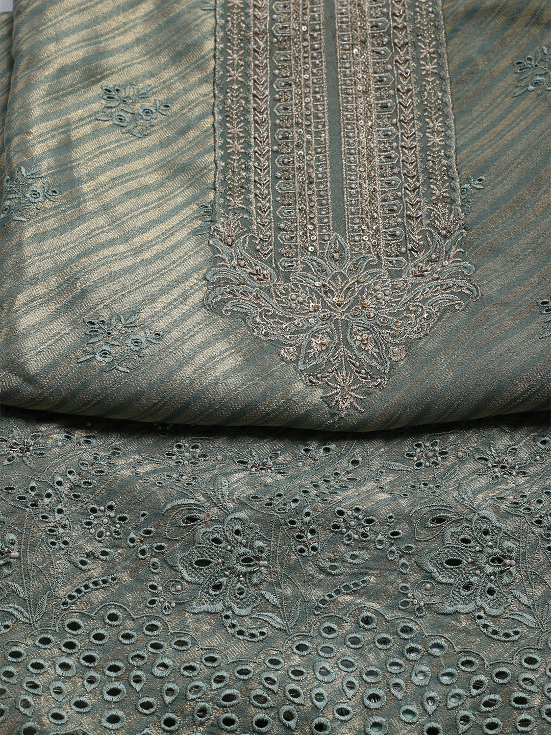 Embroidered Tissue Unstitched Suit With Dupatta