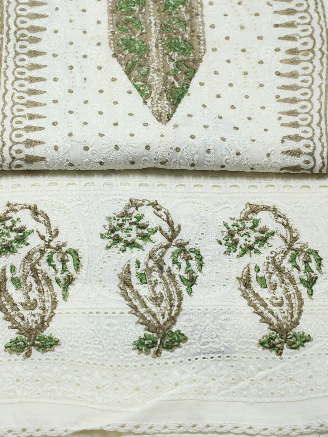 Printed Cotton Blend Unstitched Suit With Pant &amp; Dupatta