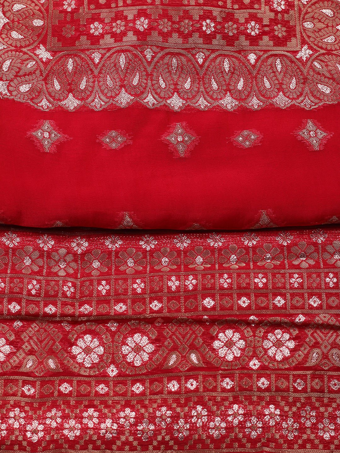 Woven Design Chanderi Unstitched Suit With Pant &amp; Dupatta