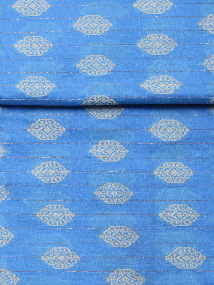 Printed Chanderi Unstitched Suit With Pant &amp; Dupatta