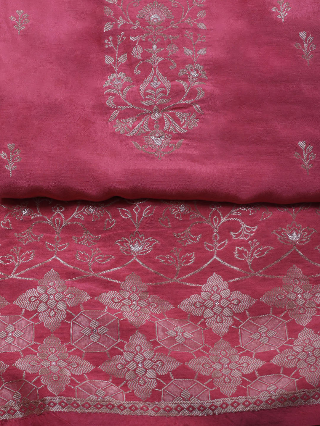 Zardozi Art Silk Unstitched Suit Piece With Dupatta
