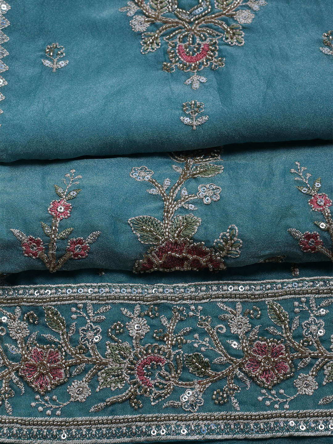 Embroidered Tissue Unstitched Suit With Dupatta