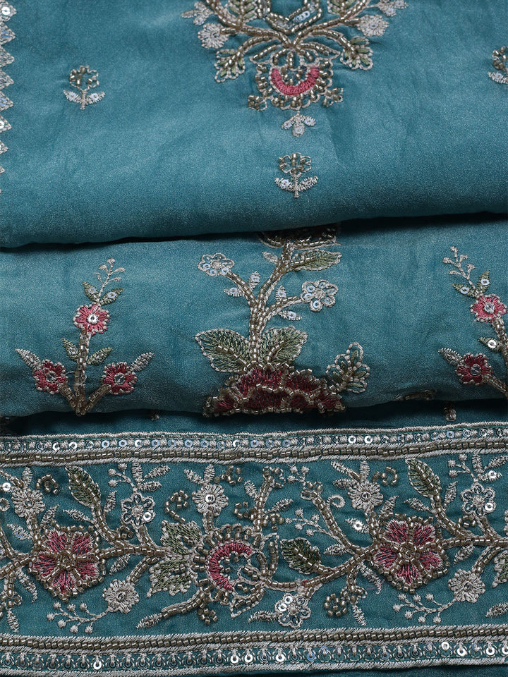 Embroidered Tissue Unstitched Suit With Dupatta