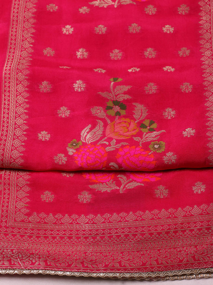 Woven Chanderi Unstitched Suit Piece With Dupatta