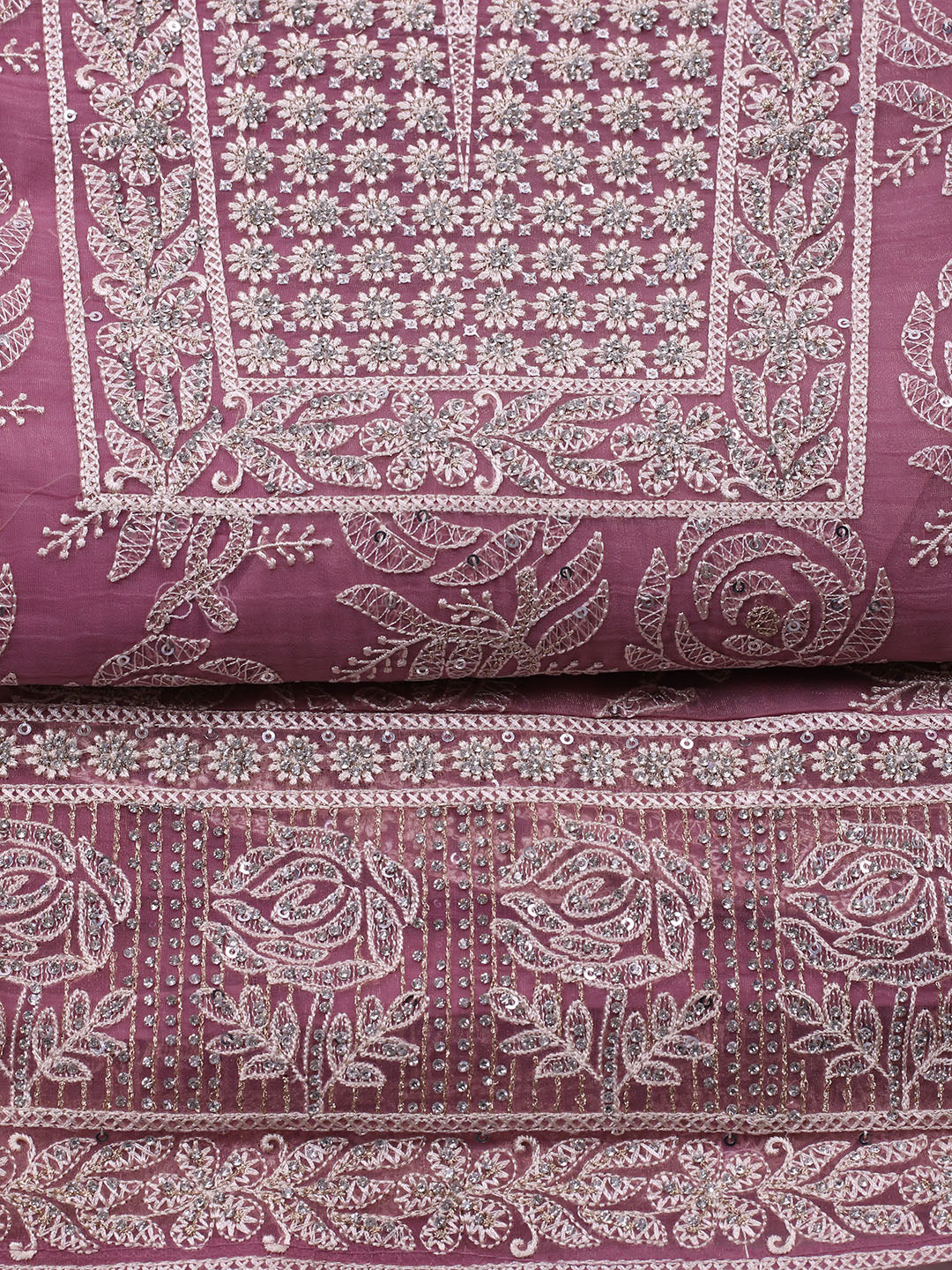 Embroidered Organza Unstitched Suit With Pant &amp; Dupatta