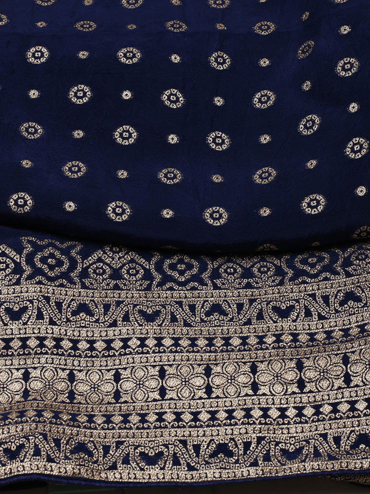Embroidered Art Silk Unstitched Suit Piece With Dupatta