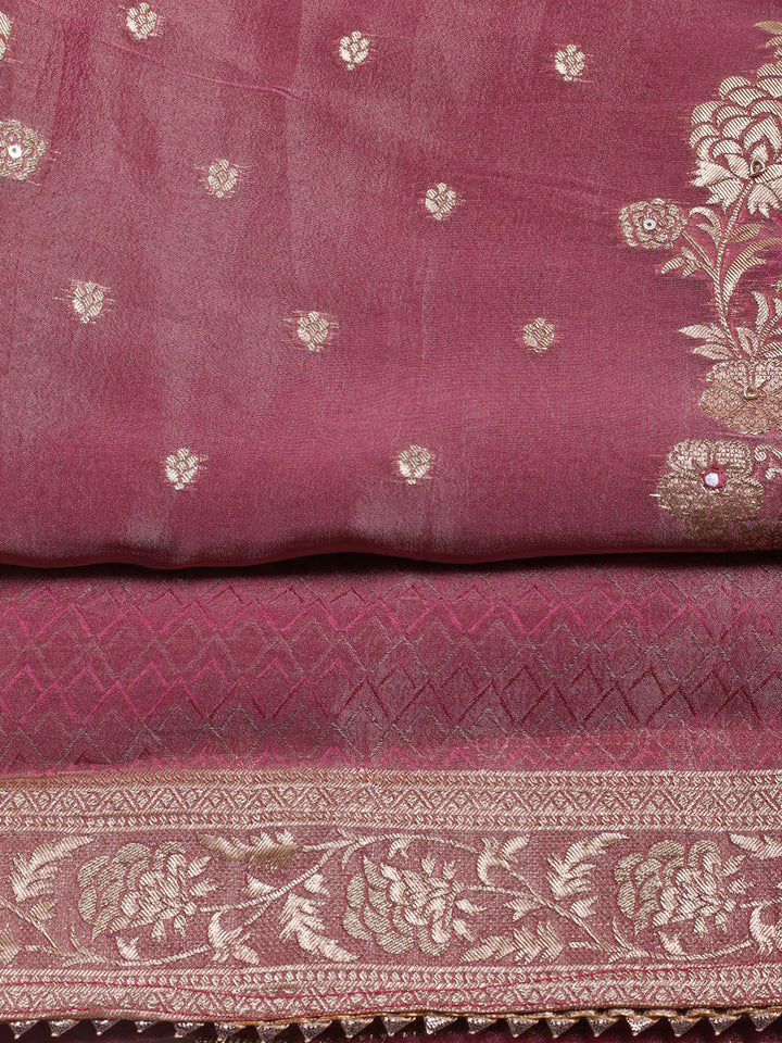 Woven Design Tissue Unstitched Suit With Dupatta