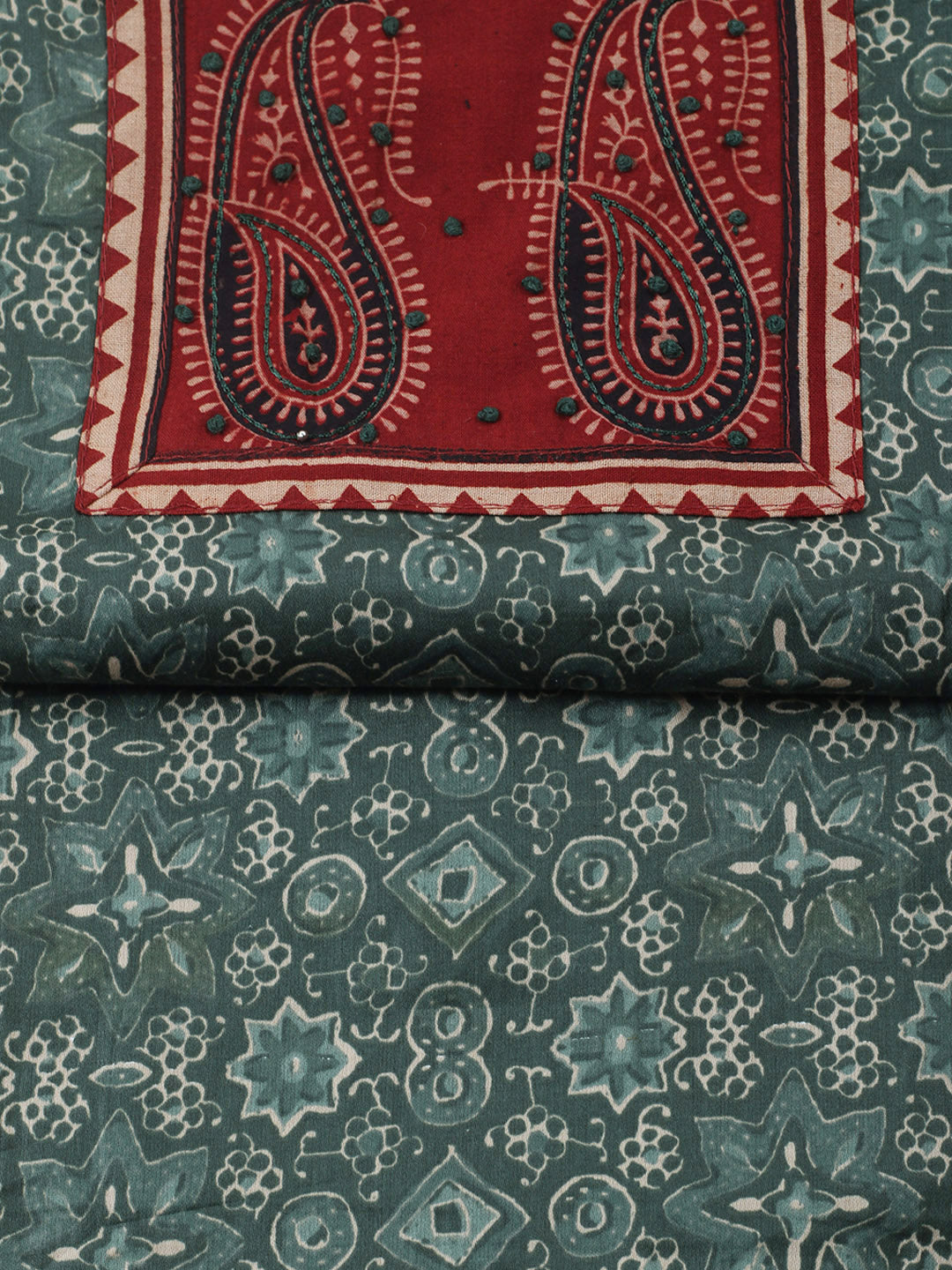 Printed Cotton Blend Unstitched Suit With Pant &amp; Dupatta