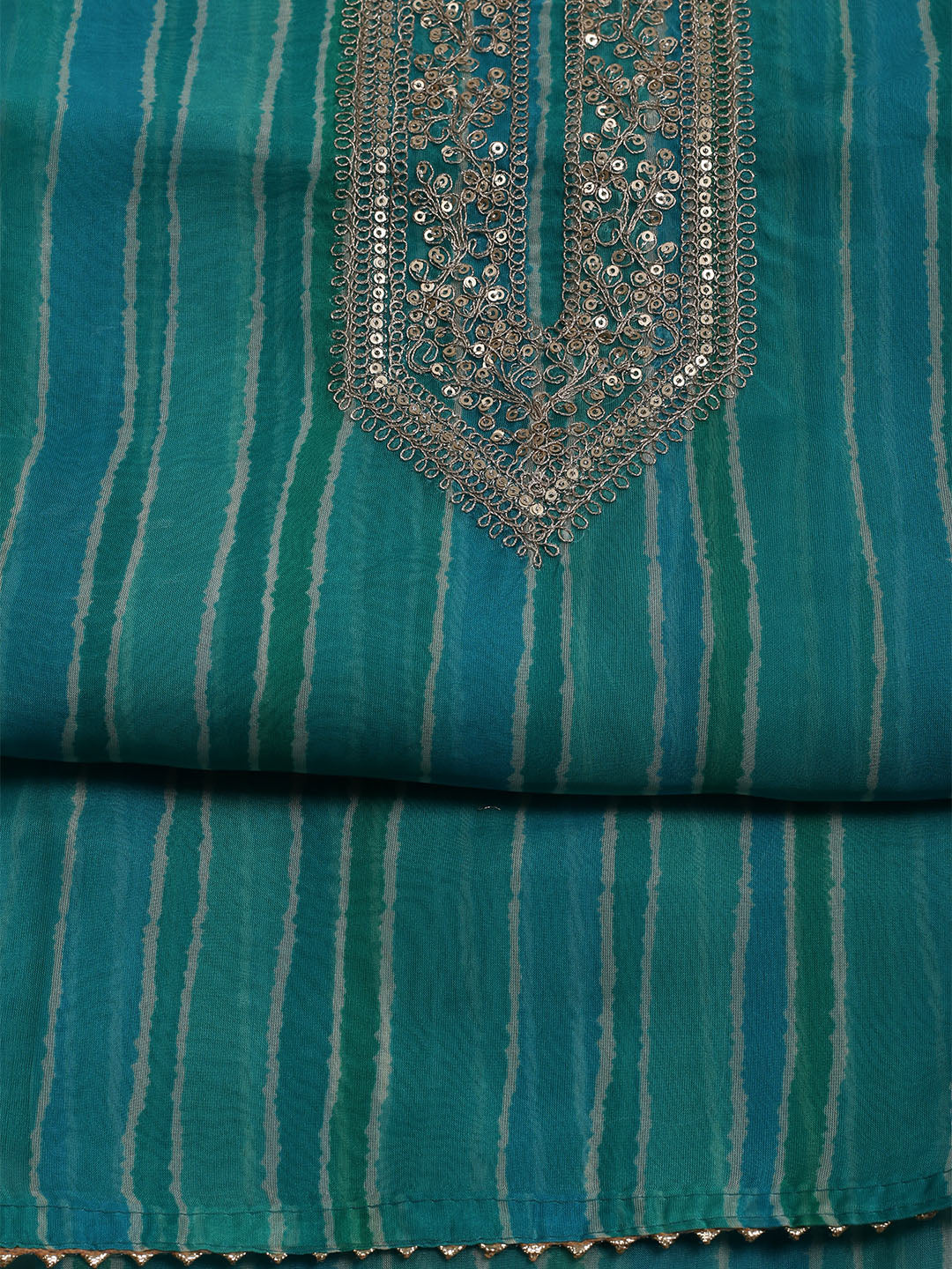 Embroidered Organza Unstitched Suit With Dupatta