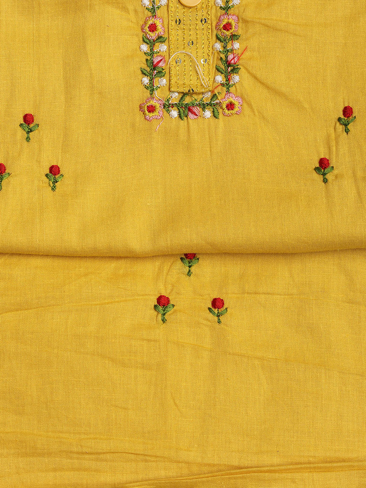 Printed Cotton Blend Unstitched Suit With Dupatta